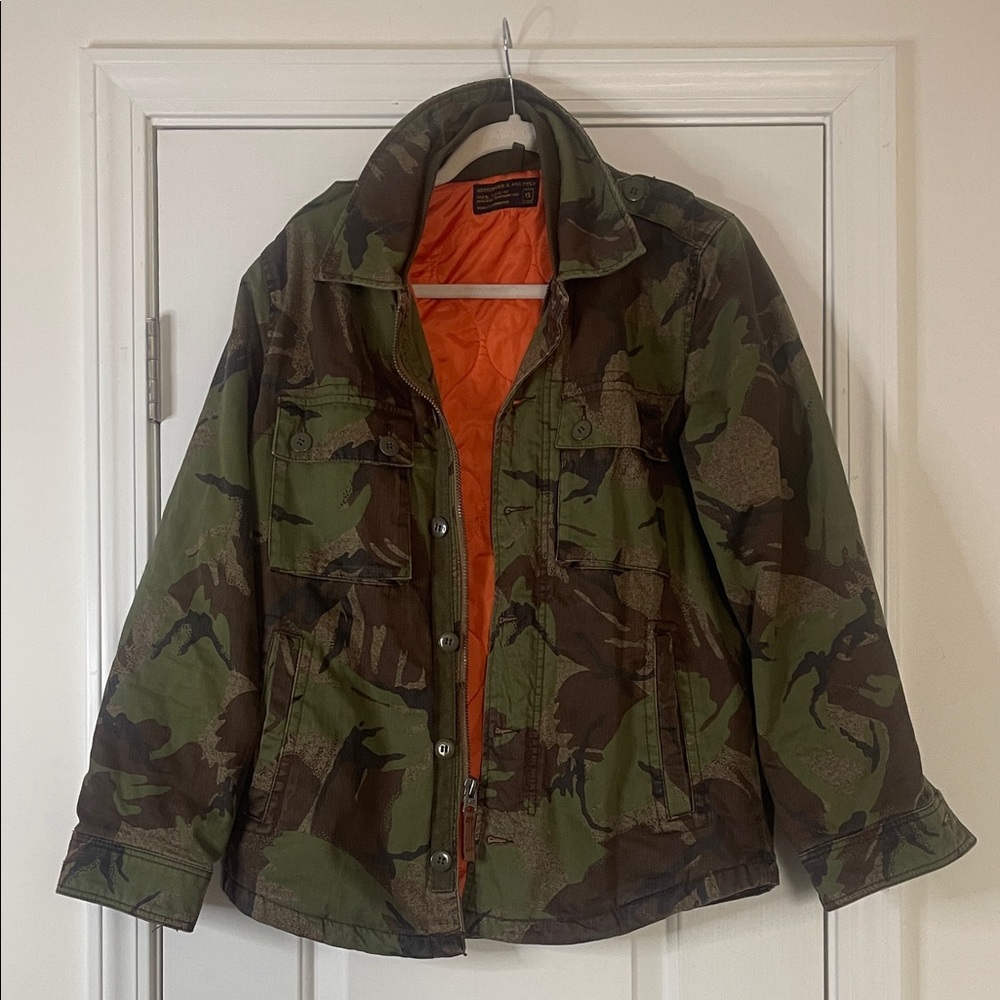 Abercrombie & Fitch Camouflage Jacket with Orange Lining